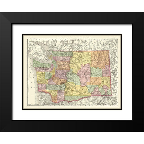 Washington - Rand McNally 1880 Black Modern Wood Framed Art Print with Double Matting by Rand McNally