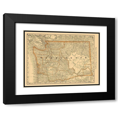 Washington - Rand McNally 1879 Black Modern Wood Framed Art Print with Double Matting by Rand McNally