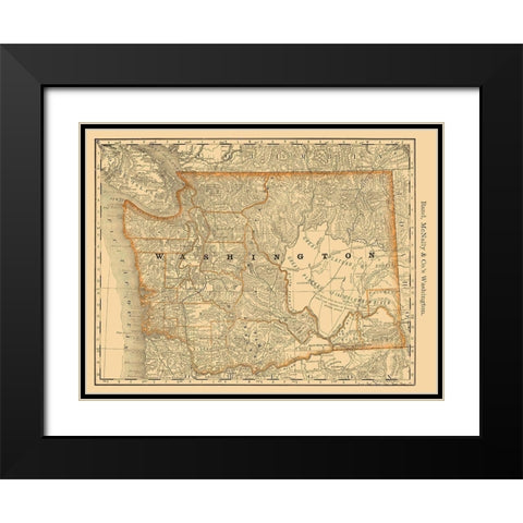 Washington - Rand McNally 1879 Black Modern Wood Framed Art Print with Double Matting by Rand McNally