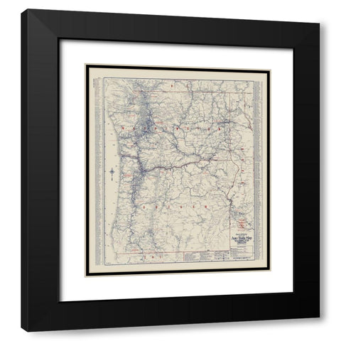 Washington, Oregon - Rand McNally 1925 Black Modern Wood Framed Art Print with Double Matting by Rand McNally