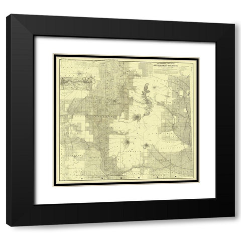 Northern Pacific Railroad Land Grant 1888 Black Modern Wood Framed Art Print with Double Matting by Matthews