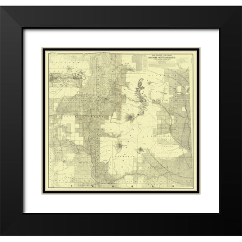 Northern Pacific Railroad Land Grant 1888 Black Modern Wood Framed Art Print with Double Matting by Matthews