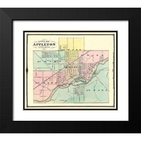 Appleton Wisconsin - Snyder 1878 Black Modern Wood Framed Art Print with Double Matting by Snyder