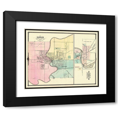 Berlin, Plymouth Wisconsin - Snyder 1878 Black Modern Wood Framed Art Print with Double Matting by Snyder
