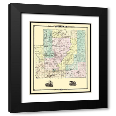 Chippewa South Wisconsin Landowner - Snyder 1878 Black Modern Wood Framed Art Print with Double Matting by Snyder
