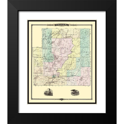 Chippewa South Wisconsin Landowner - Snyder 1878 Black Modern Wood Framed Art Print with Double Matting by Snyder