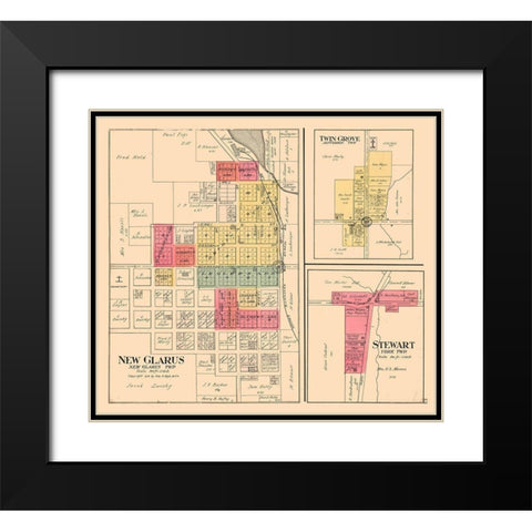 New Glarus, Twin Grove, Stewart Wisconsin Black Modern Wood Framed Art Print with Double Matting by Ogle