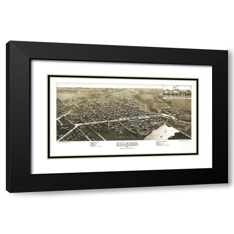 Delavan Wisconsin - Stoner 1884 Black Modern Wood Framed Art Print with Double Matting by Stoner