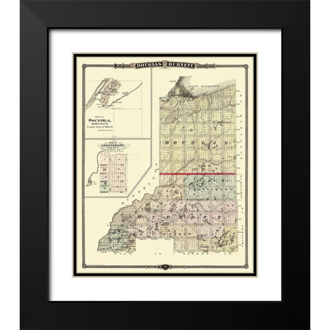 Douglas Burnett Wisconsin - Snyder 1877 Black Modern Wood Framed Art Print with Double Matting by Snyder