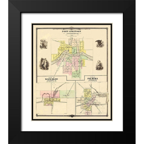 Fort Atkinson Wisconsin Landowner - Snyder 1878 Black Modern Wood Framed Art Print with Double Matting by Snyder