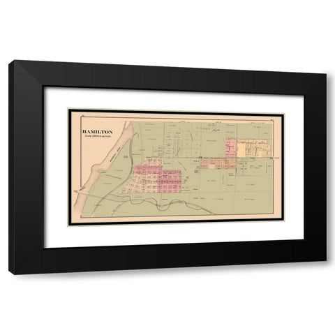 Hamilton Illinois 1874 Black Modern Wood Framed Art Print with Double Matting by Andreas
