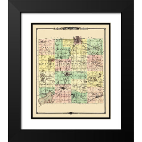 Jefferson Wisconsin Landowner - Snyder 1878 Black Modern Wood Framed Art Print with Double Matting by Snyder