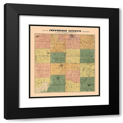 Jefferson County Wisconsin - Banner 1900 Black Modern Wood Framed Art Print with Double Matting by Banner