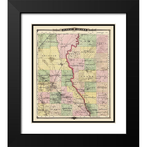 Juneau Adams Wisconsin Landowner - Snyder 1878 Black Modern Wood Framed Art Print with Double Matting by Snyder