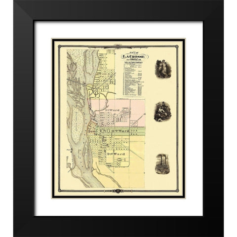 La Crosse Wisconsin - Snyder 1878 Black Modern Wood Framed Art Print with Double Matting by Snyder