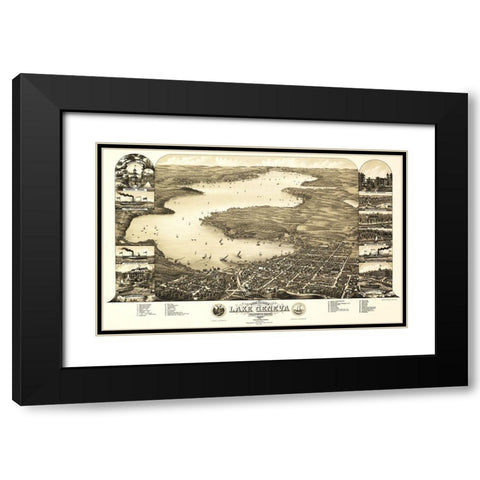 Lake Geneva Wisconsin - Poole 1882 Black Modern Wood Framed Art Print with Double Matting by Poole