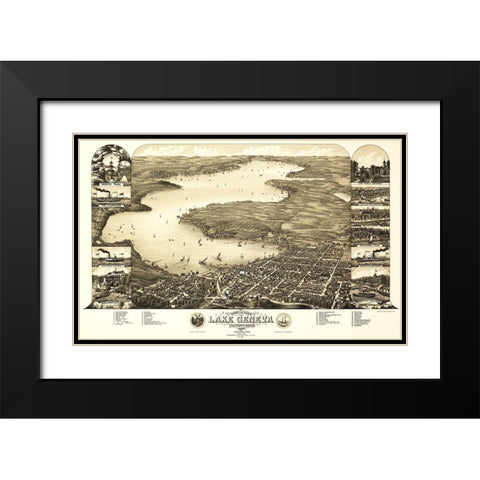 Lake Geneva Wisconsin - Poole 1882 Black Modern Wood Framed Art Print with Double Matting by Poole
