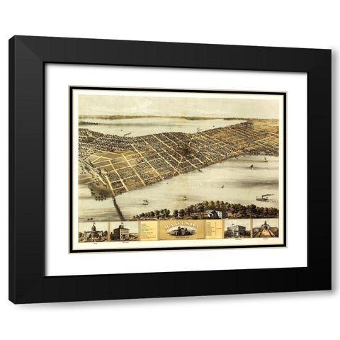 Madison Wisconsin - Norris 1867 Black Modern Wood Framed Art Print with Double Matting by Norris