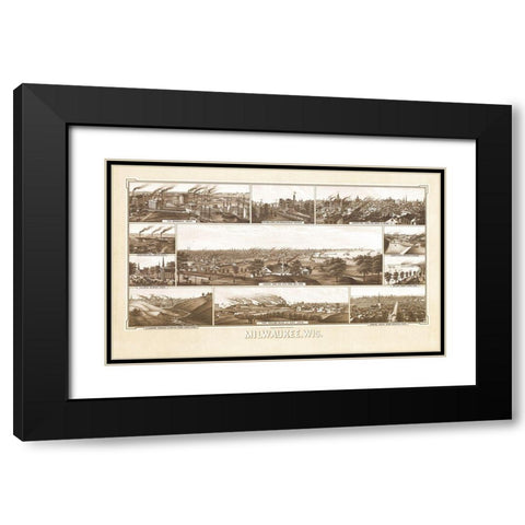Milwaukee Wisconsin - Beck 1882 Black Modern Wood Framed Art Print with Double Matting by Beck
