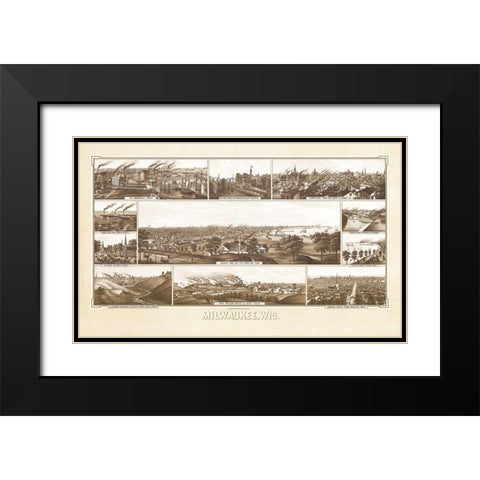 Milwaukee Wisconsin - Beck 1882 Black Modern Wood Framed Art Print with Double Matting by Beck