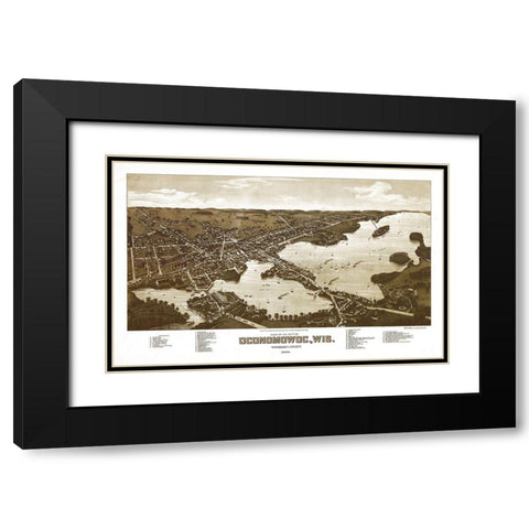 Oconomowoc Wisconsin - Norris 1885 Black Modern Wood Framed Art Print with Double Matting by Norris
