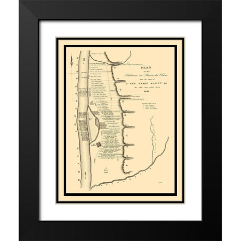 Prairie Du Chien Wisconsin Landowner - Lee 1820 Black Modern Wood Framed Art Print with Double Matting by Lee