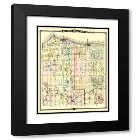 Racine Kenosha Wisconsin Landowner - Snyder 1878 Black Modern Wood Framed Art Print with Double Matting by Snyder
