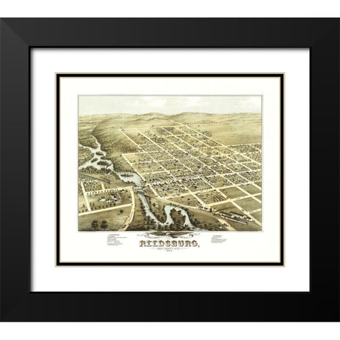 Reedsburg Wisconsin - Stoner 1874 Black Modern Wood Framed Art Print with Double Matting by Stoner