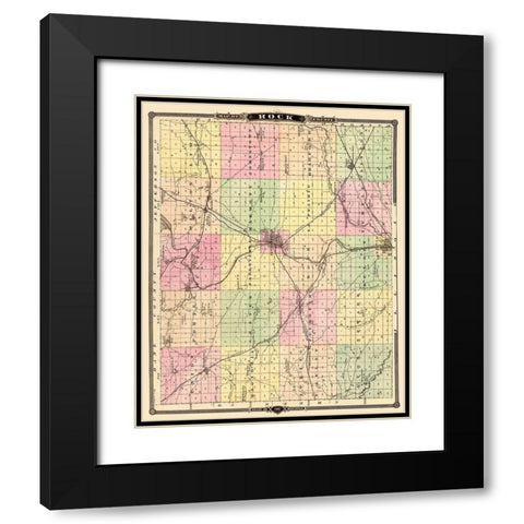 Rock Wisconsin - Snyder 1878 Black Modern Wood Framed Art Print with Double Matting by Snyder