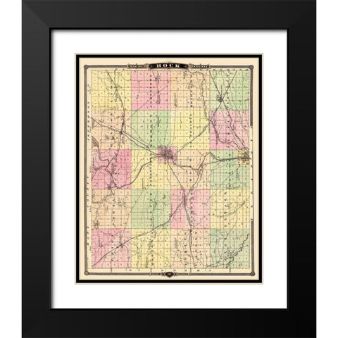 Rock Wisconsin - Snyder 1878 Black Modern Wood Framed Art Print with Double Matting by Snyder