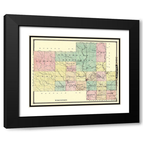 Shawano Wisconsin - Snyder 1878 Black Modern Wood Framed Art Print with Double Matting by Snyder