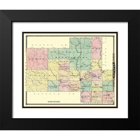 Shawano Wisconsin - Snyder 1878 Black Modern Wood Framed Art Print with Double Matting by Snyder