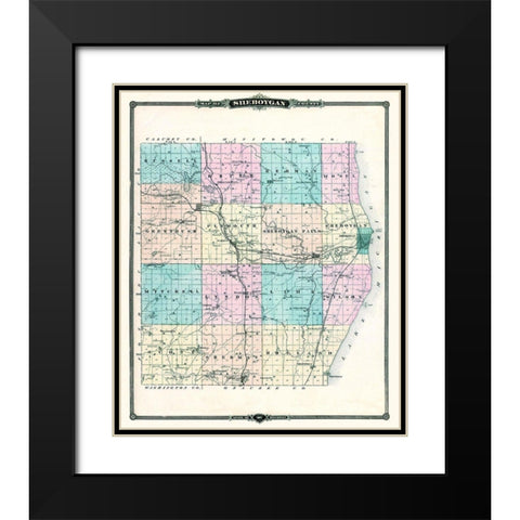 Sheboygan Wisconsin Landowner - Snyder 1878 Black Modern Wood Framed Art Print with Double Matting by Snyder