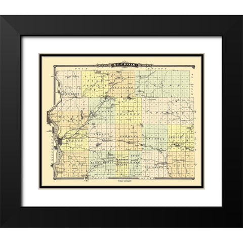 St. Croix Wisconsin Landowner - Snyder 1878 Black Modern Wood Framed Art Print with Double Matting by Snyder