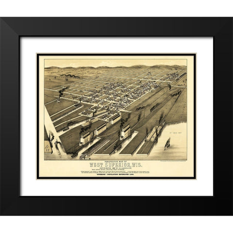 Superior Wisconsin - Wellge 1887 Black Modern Wood Framed Art Print with Double Matting by Wellge