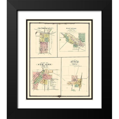 Tomah, Mauston, Fox Lake, Juneau Wisconsin Black Modern Wood Framed Art Print with Double Matting by Snyder