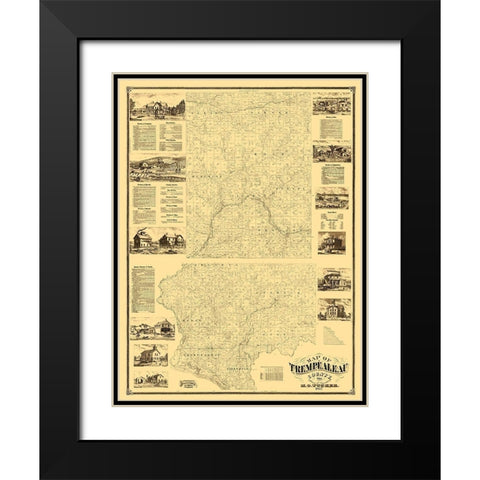 Trempealeau County Wisconsin - Tucker 1877 Black Modern Wood Framed Art Print with Double Matting by Tucker