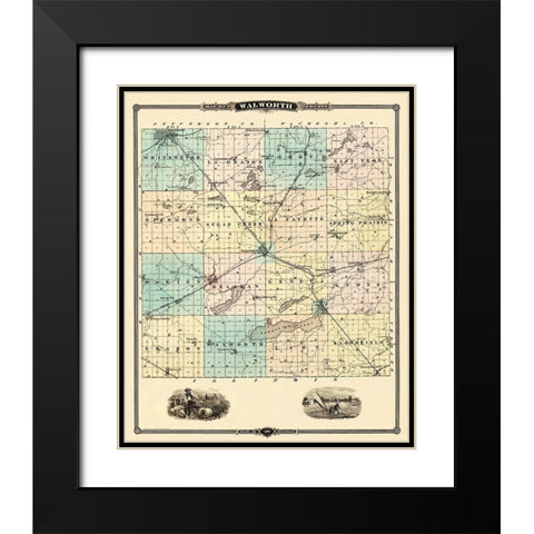 Walworth Wisconsin Landowner - Snyder 1878 Black Modern Wood Framed Art Print with Double Matting by Snyder
