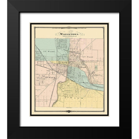 Watertown Wisconsin - Snyder 1878 Black Modern Wood Framed Art Print with Double Matting by Snyder