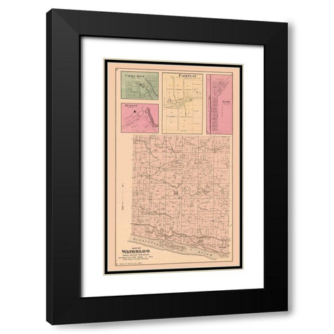 Waterloo Wisconsin - Foote 1877 Black Modern Wood Framed Art Print with Double Matting by Foote