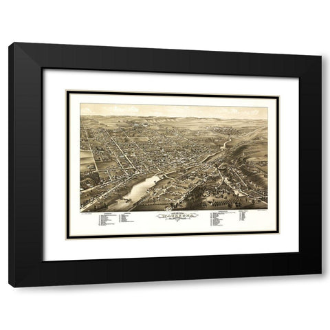 Waukesha Wisconsin - Stoner 1880 Black Modern Wood Framed Art Print with Double Matting by Stoner