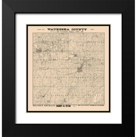 Waukesha County Wisconsin - Hardy 1900 Black Modern Wood Framed Art Print with Double Matting by Hardy