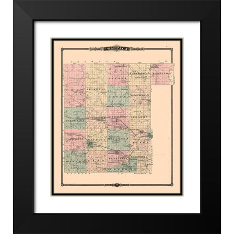 Waupaca County Wisconsin - Snyder 1877 Black Modern Wood Framed Art Print with Double Matting by Snyder