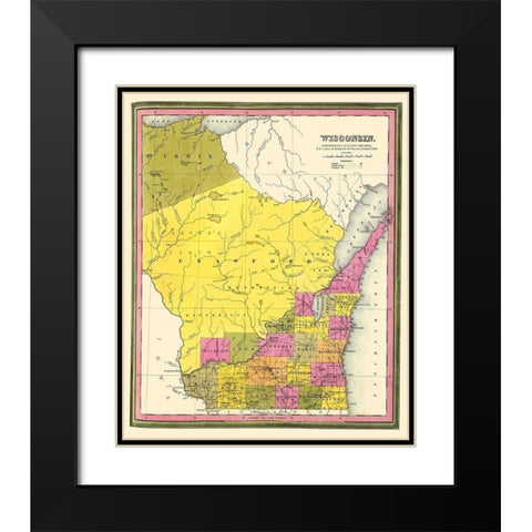 Wisconsin Territory - Mitchell 1846 Black Modern Wood Framed Art Print with Double Matting by Mitchell