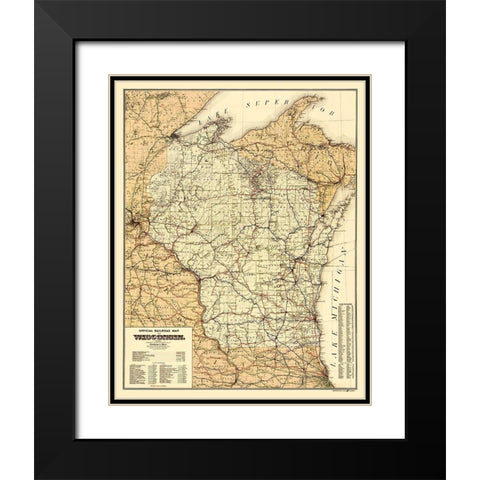 Wisconsin Railroads - Rice 1900 Black Modern Wood Framed Art Print with Double Matting by Rice