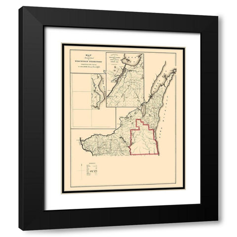 Wisconsin Territory Surveys - Surveyor General Black Modern Wood Framed Art Print with Double Matting by Surveyor General