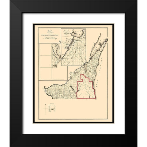 Wisconsin Territory Surveys - Surveyor General Black Modern Wood Framed Art Print with Double Matting by Surveyor General