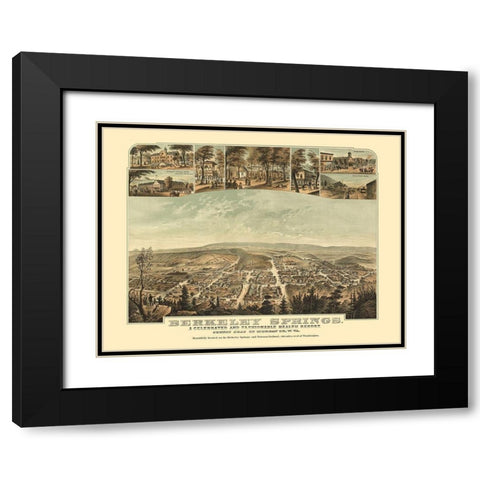 Berkeley Springs West Virginia - Hoen 1889 Black Modern Wood Framed Art Print with Double Matting by Hoen