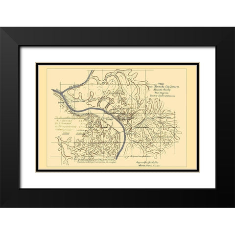 Kanawha West Virginia Kanawha City Estates Black Modern Wood Framed Art Print with Double Matting by Hotchkiss
