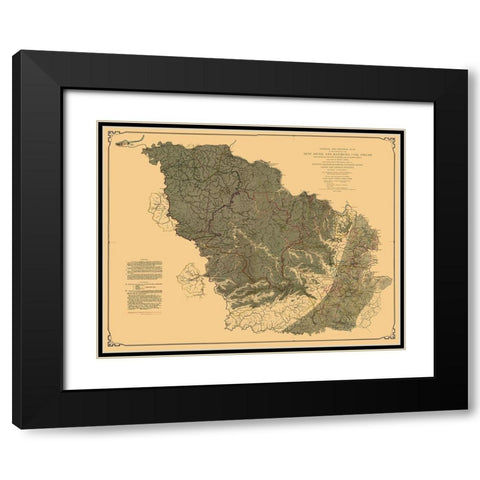 New River Kanawha Coal Fields West Virginia Black Modern Wood Framed Art Print with Double Matting by Peacock